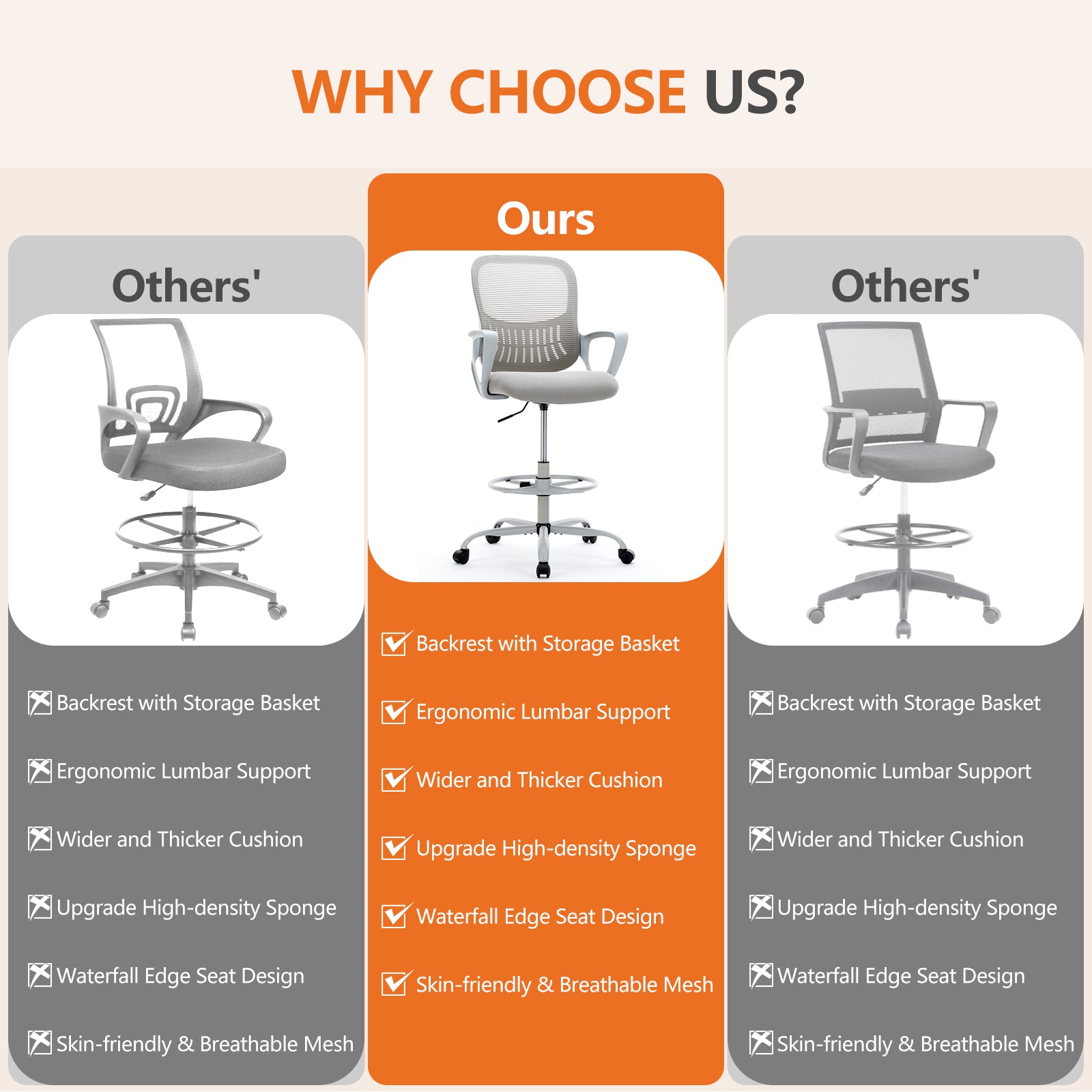 Standing Desk High Office Chair