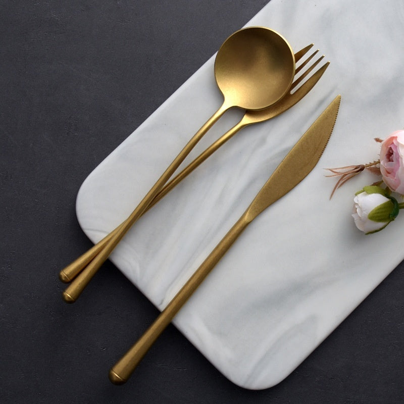 Retro Style Golden Cutlery Set